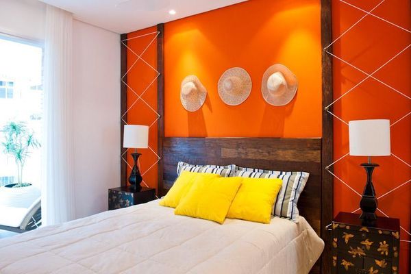 cores de parede na decoração quarto laranja - cores de tintas